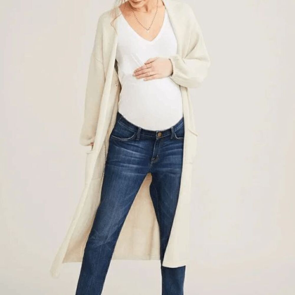 Hatch Maternity Tova Ivory Luxe Knit Long Cardigan Sweater Women's One Size